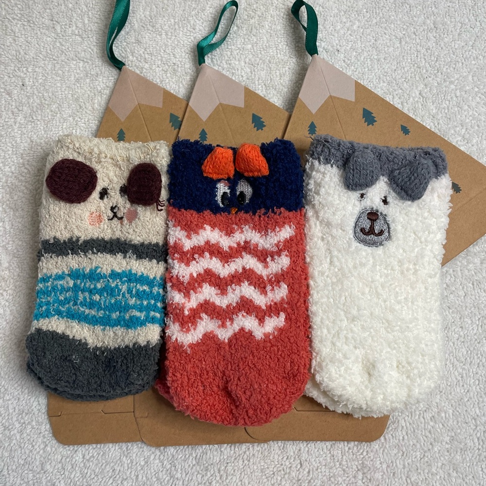 Cute Animal Face Fuzzy Socks Set with Gift Boxes